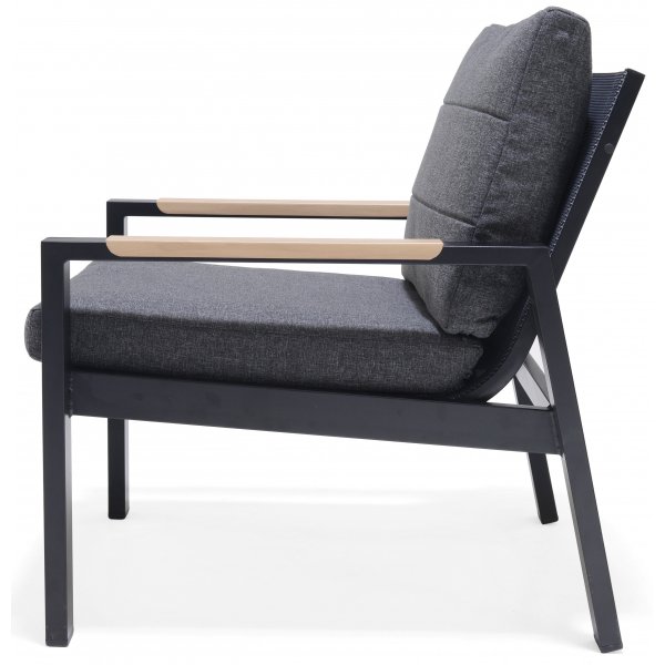 Panama Soffgrupp med bord (3+1+1+bord) - Svart / Trä look Panama Soffgrupp med bord (3+1+1+bord) - Svart / Trä look