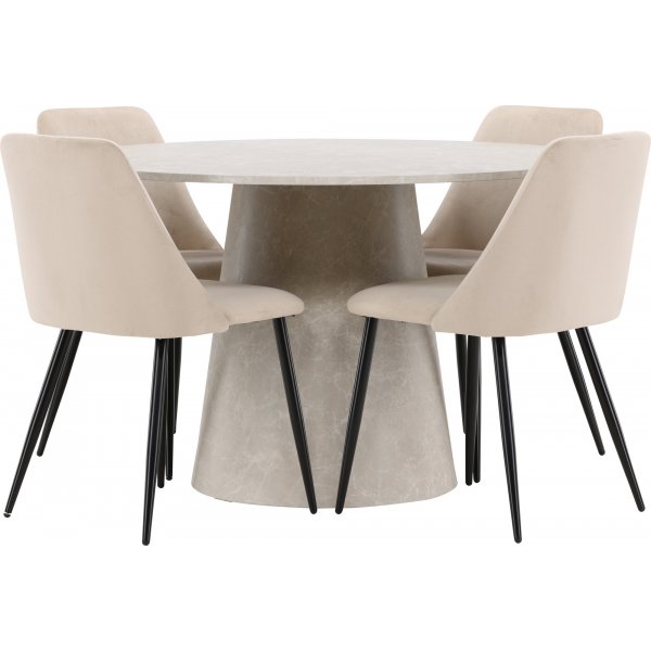 Matbord Lanzo med 4 st Night stolar - Beige/svart Matbord Lanzo med 4 st Night stolar - Beige/svart