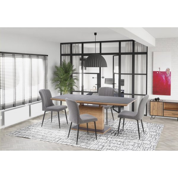 Table  manger Viggen 140-180 cm - Gris fonc/chne