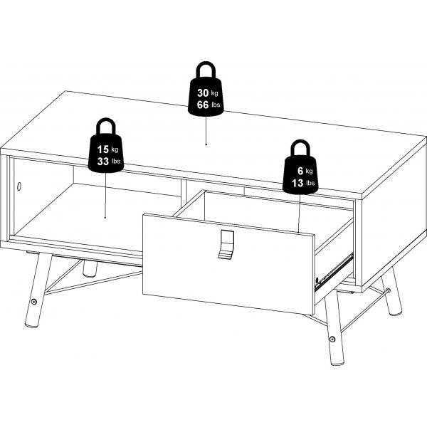 Table basse Ry 101,8 x 48,2 cm - Noir/noyer