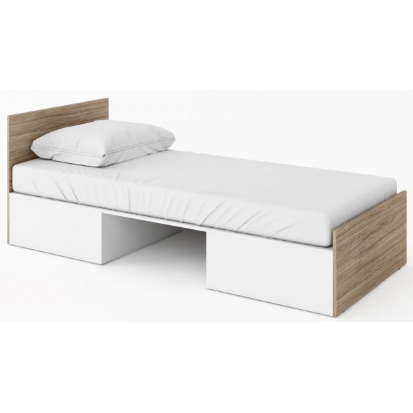 Kimberlee sng med frvaring 90x200 cm - Vit/barcelona valnt