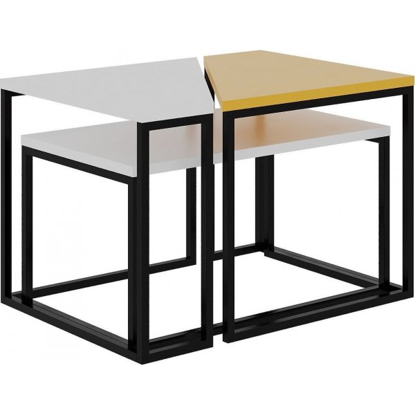 Oladin soffbord 64 x 45 cm - Vit/gul Oladin soffbord 64 x 45 cm - Vit/gul