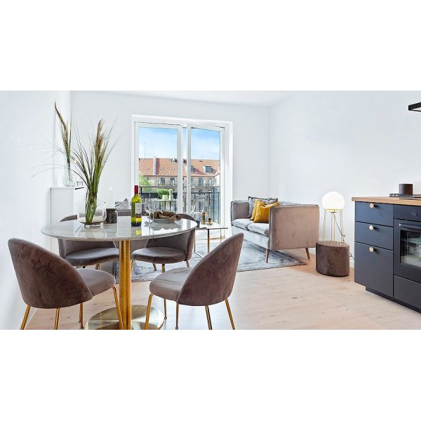 Table à manger Bolzano / Imitation marbre/laiton - ø110 Table à manger Bolzano / Imitation marbre/laiton - ø110