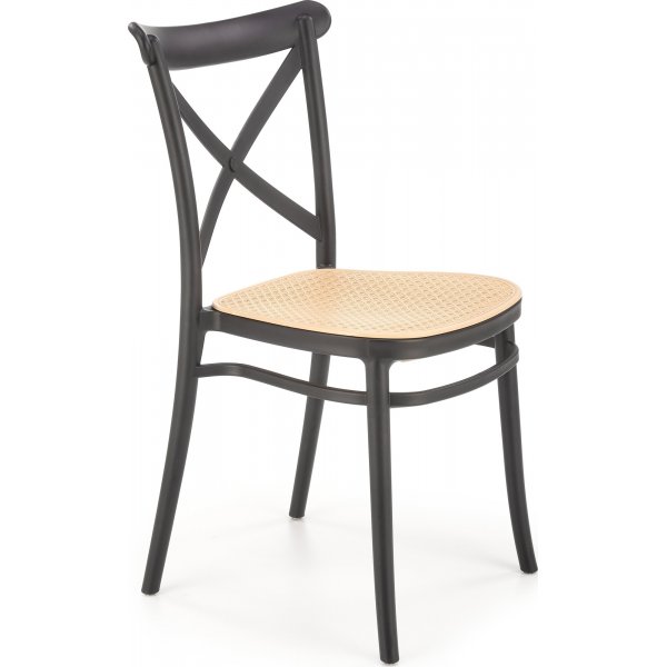 Chaise de salle  manger empilable Cadeira 512 - Noir/rotin