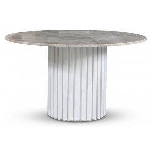 Empire matbord - Silver diana marmor 130 cm / Vit lamell trfot