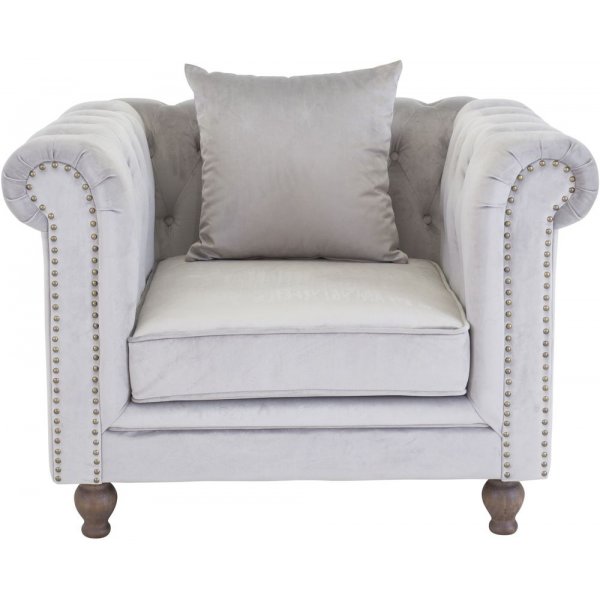 Fauteuil chesterfield Churchill - Velours gris clair