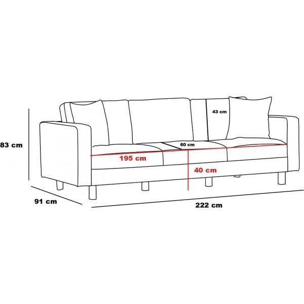 Berlin 3-sits soffa - Gräddvit/svart Berlin 3-sits soffa - Gräddvit/svart