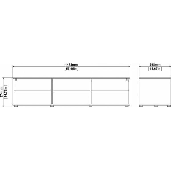 Media TV-b�nk med �ppna fack - Vit