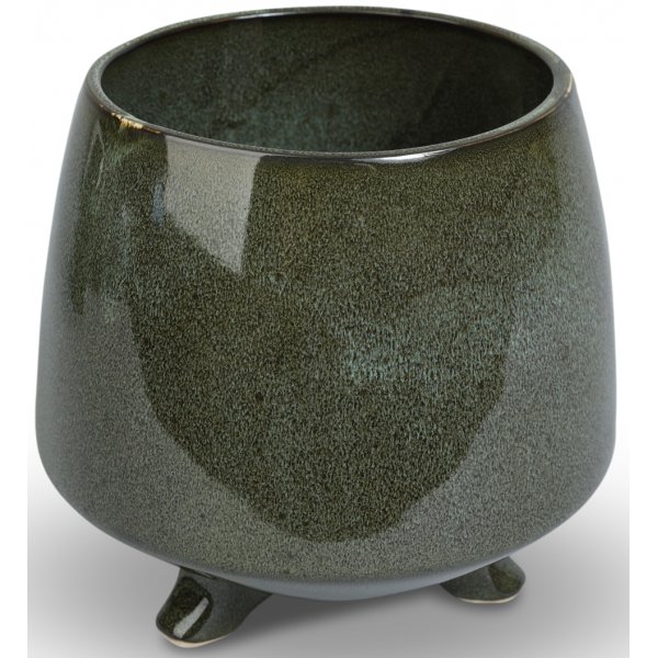 Kruka Dreja med tre ftter H12,8 cm - Grn