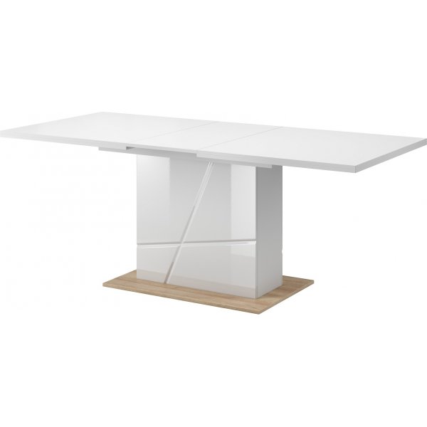 Villum matbord 160-200 cm - Vit(högglans) / riviera ek