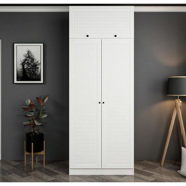 Larett kledingkast met bovenkast, 90 cm - Wit Larett kledingkast met bovenkast, 90 cm - Wit