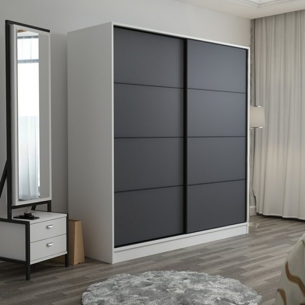 Armoire Kapusta 220x52x210 cm - Blanc/anthracite