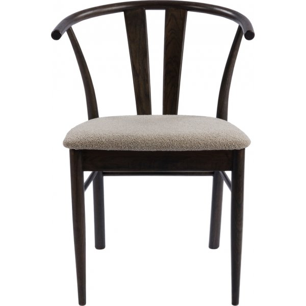 Jive brunbetsad matstol med dyna i beige bouclè Jive brunbetsad matstol med dyna i beige bouclè