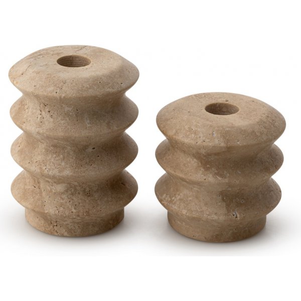 Ljushållare i beige Travertinmarmor - 2 delar Ljushållare i beige Travertinmarmor - 2 delar