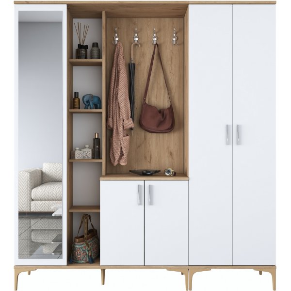 Meuble d\\\'entre Esa 180 x 37,5 x 198,6 cm Variante B - Noyer/blanc