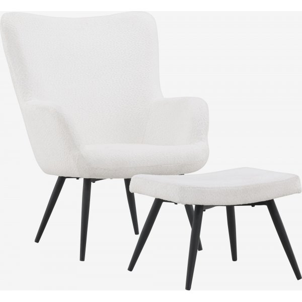 Fauteuil Como en bouclé blanc Fauteuil Como en bouclé blanc