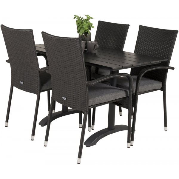 Denver utematgrupp med 4 st Anna stolar - Svart Denver utematgrupp med 4 st Anna stolar - Svart