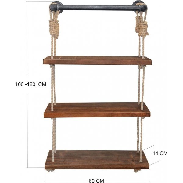 Gartano wandplank - Walnoot/zwart Gartano wandplank - Walnoot/zwart