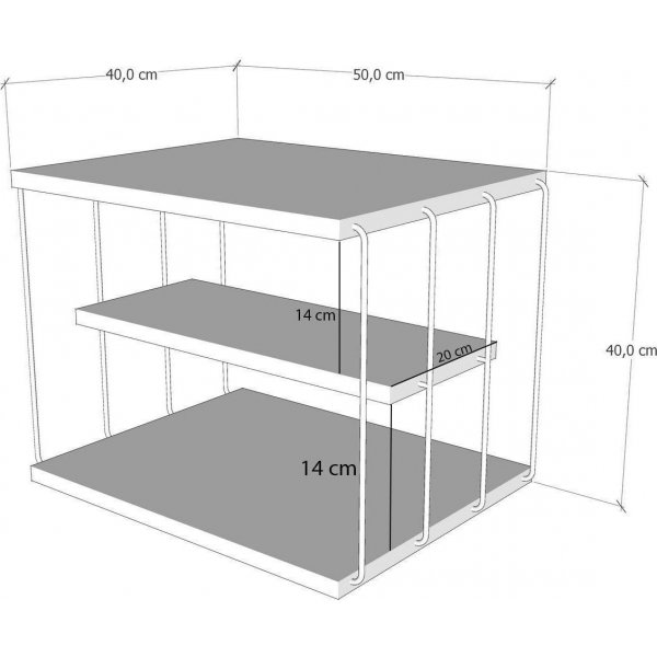 Table d'appoint Lifon 50 x 34 cm - Pin/noir