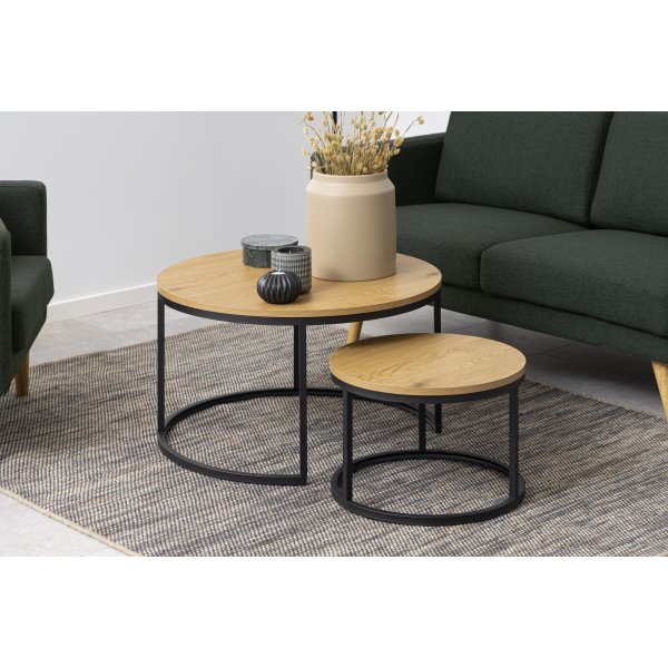 Spiro soffbord Ø50/80 cm - Ek/svart Spiro soffbord Ø50/80 cm - Ek/svart
