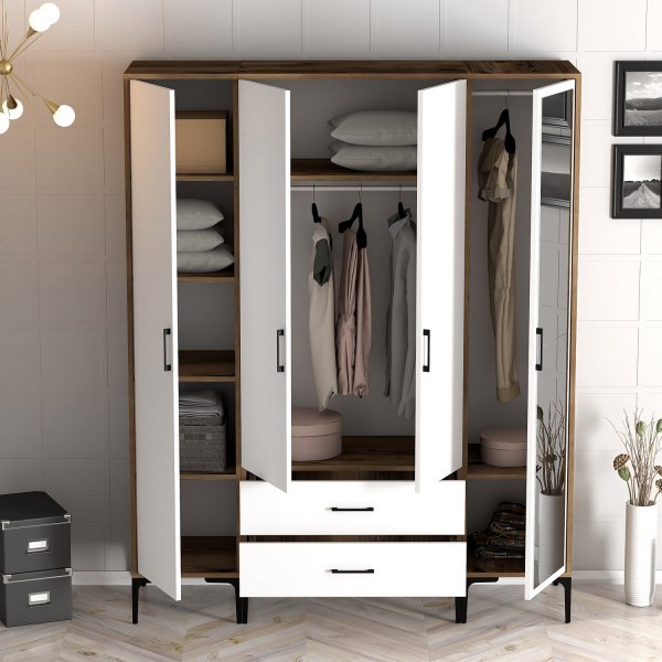 Armoire Kumsal 16 Noyer/blanc Armoire Kumsal 16 Noyer/blanc