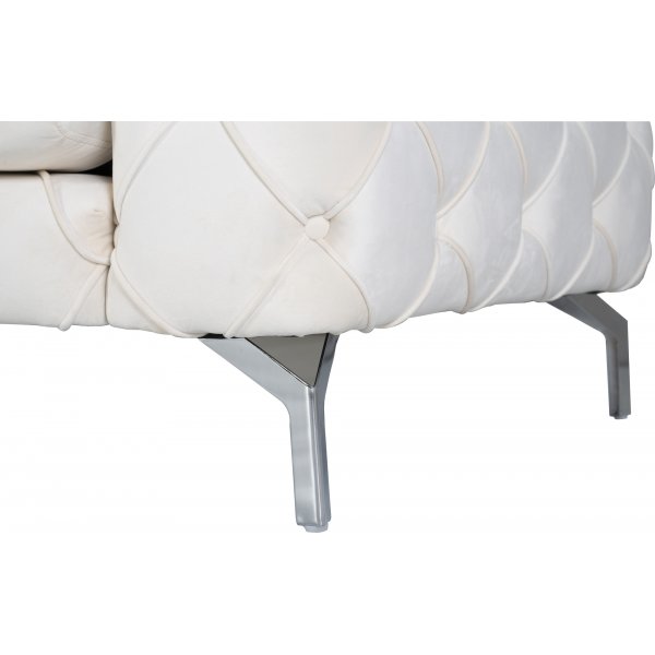 Como 2-zitsbank in beige fluweel met knopen + Textielreiniging voor meubels Como 2-zitsbank in beige fluweel met knopen + Textielreiniging voor meubels