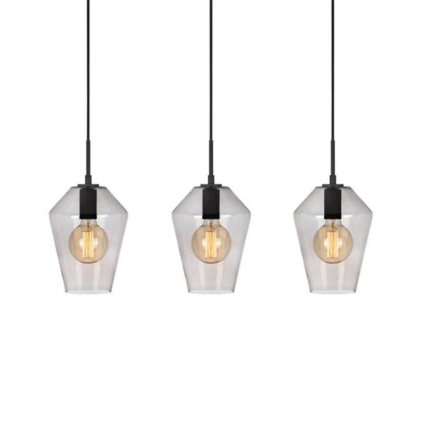 Retro Taklampa - Svart/Rkfrgat Glas