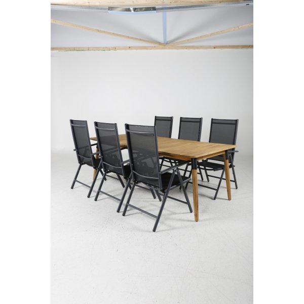 Groupe de repas extérieur Julian avec 6 chaises Break - Noir/Naturel Groupe de repas extérieur Julian avec 6 chaises Break - Noir/Naturel