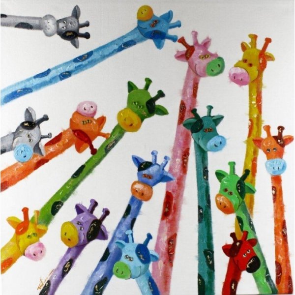 Tavla oljemlning giraffer 90x90 cm multicolor