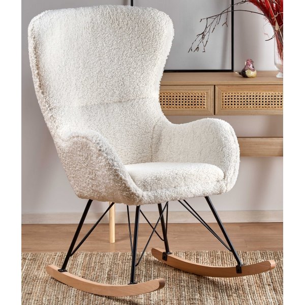 Chaise à bascule Doro - Blanc crème/noir + Nettoyage textile pour meubles Chaise à bascule Doro - Blanc crème/noir + Nettoyage textile pour meubles