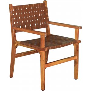 Porto Bello Fauteuil Teak / Aniline leer