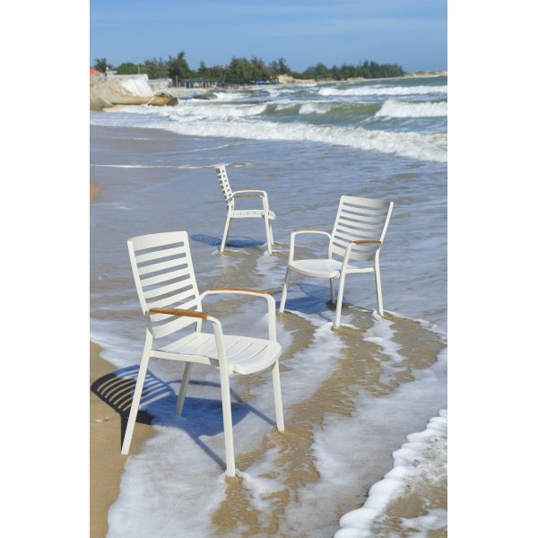 Portals eetgroep 4 - Wit/teak