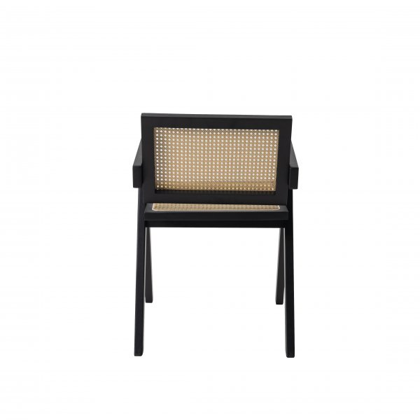 Anna karmstol - Svart med konstrotting i sits & rygg Anna karmstol - Svart med konstrotting i sits & rygg