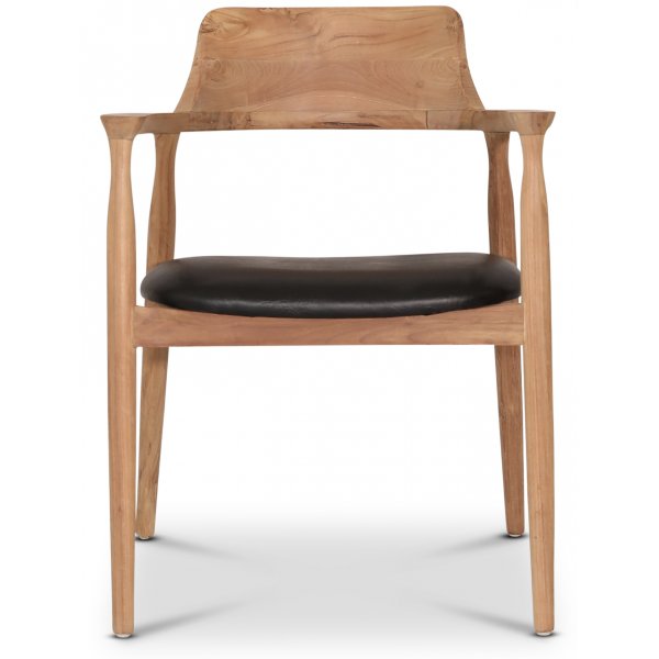 Caraca karmstol i teak - Svart PU