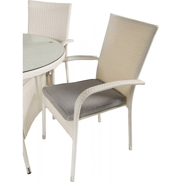 Volta utematgrupp med 4 st Anna stolar - Vit Volta utematgrupp med 4 st Anna stolar - Vit