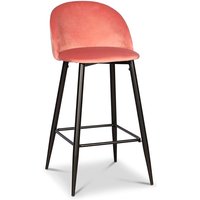 Giovani Velvet barstol - Korallrosa sammet / Svarta ben Giovani Velvet barstol - Korallrosa sammet / Svarta ben