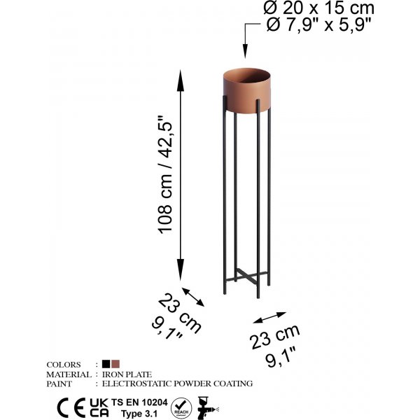 Pot Plato 24 - Noir/cuivre