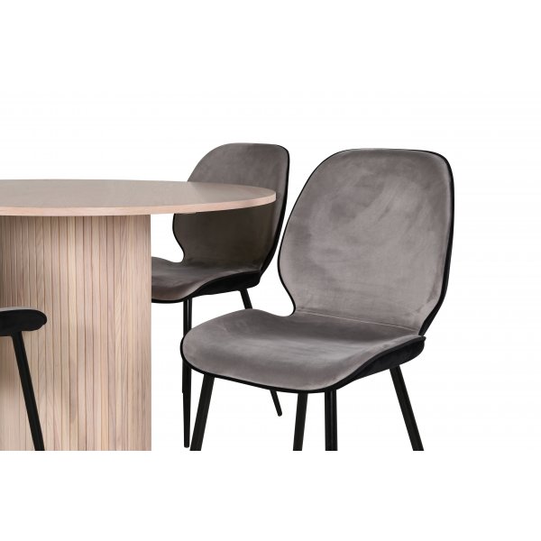 Bianca Matgrupp runt vitputsat matbord med 4 st Emma gr�/svart stolar