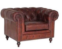 Chesterfield Old England ftlj - Brunt antikbehandlat skinn