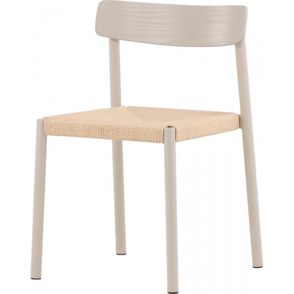 Chaise de salle à manger avec assise en rotin - Greige Chaise de salle à manger avec assise en rotin - Greige