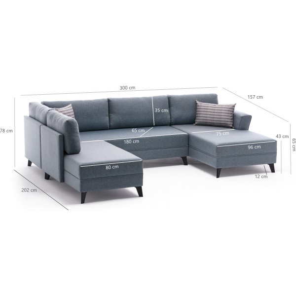 Eris u-bäddsoffa - Brun Eris u-bäddsoffa - Brun