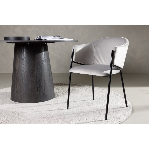 Chaise de salle à manger Evelina - Velours gris Chaise de salle à manger Evelina - Velours gris