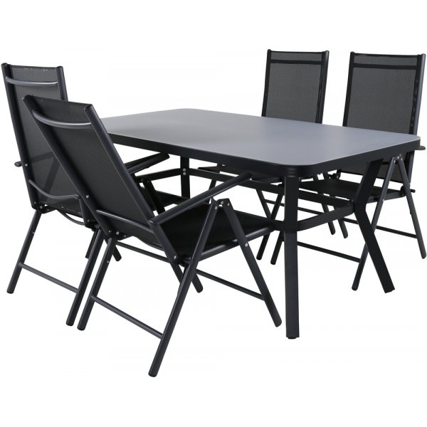 Virya utematgrupp med 4 st Break stolar - Svart/Grå Virya utematgrupp med 4 st Break stolar - Svart/Grå