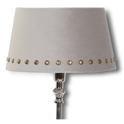Velvet lampskrm med nitar 25 cm - Beige / mssing