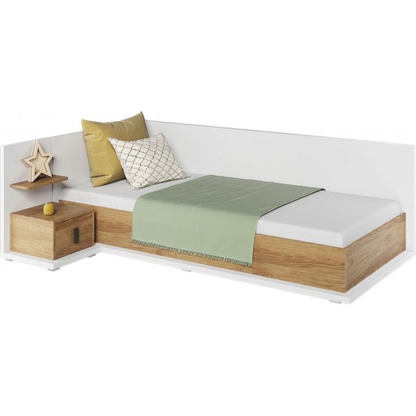 Simi bed links 90 x 200 cm - Wit/hickory Simi bed links 90 x 200 cm - Wit/hickory