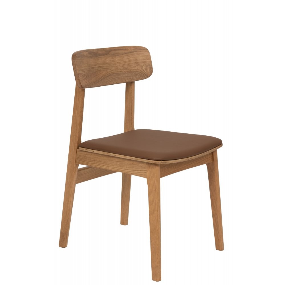 Matstol Kleppen i oljad ek stomme med brun PU sits Matstol Kleppen i oljad ek stomme med brun PU sits