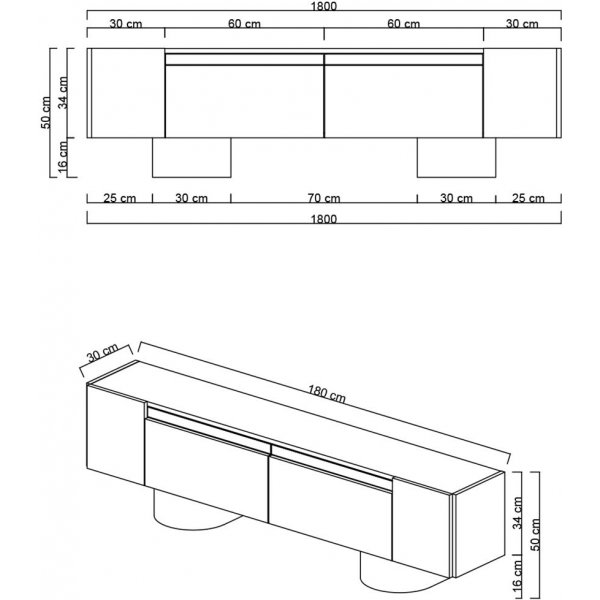 Bohem TV-bänk - Travertin/svart Bohem TV-bänk - Travertin/svart