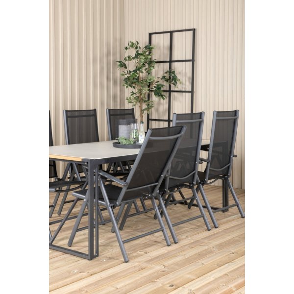 Texas utematgrupp med 6 st Break stolar - Svart/Gr/Natur