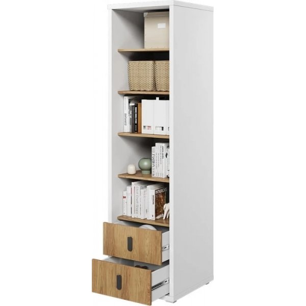 Bibliothèque Simi 55 cm - Blanc/hickory Bibliothèque Simi 55 cm - Blanc/hickory