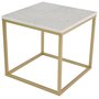 Accent lampbord 50x50 cm - Vit marmor / Mssing